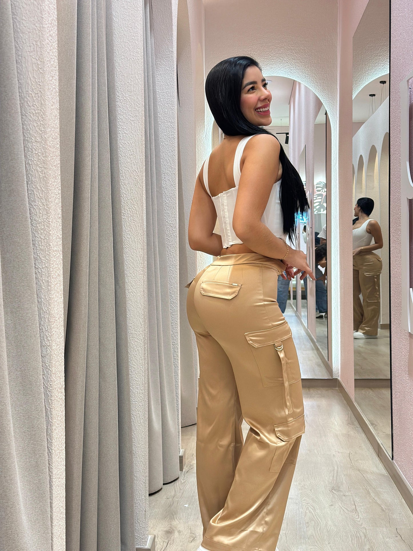 PANTALON CARGO SATÍN