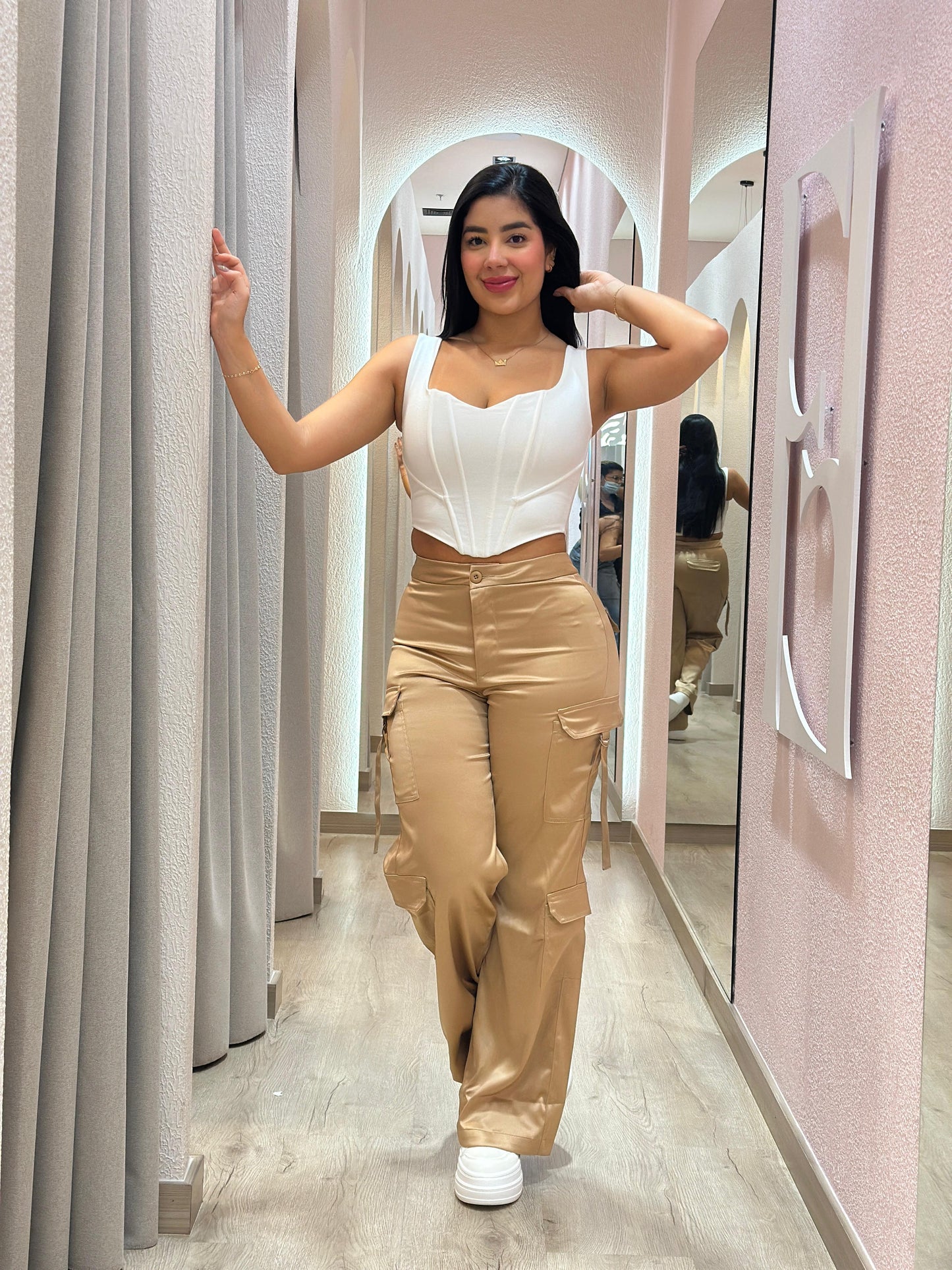 PANTALON CARGO SATÍN